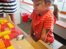 Maus Laura testet das Mäuselabyrinth von unserer Laura.